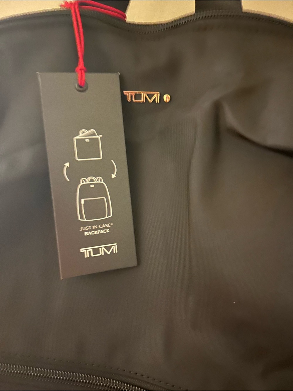 Tumi: “Just in Case” Backpack with Gold Logo Accents -NWT - Picture 8 of 9